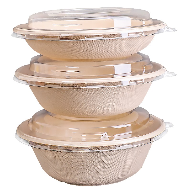 7, 48 oz. Round Recycled Plastic Take Out Swirl Bowl With Lid Combo,  Clear, 150 ct.